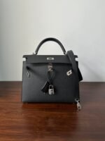 HM KELLY 25CM BLACK EPSOM SILVER HARDWARE - Image 7