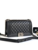 CC MEDIUM 25 BOY BAG IN BLACK LAMBSKIN SILVER HARDWARE - Image 2