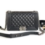 CC MEDIUM 25 BOY BAG IN BLACK LAMBSKIN SILVER HARDWARE - Image 10