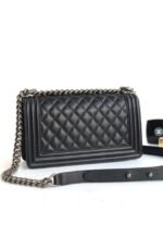 CC MEDIUM 25 BOY BAG IN BLACK LAMBSKIN SILVER HARDWARE - Image 4