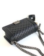 CC MEDIUM 25 BOY BAG IN BLACK LAMBSKIN SILVER HARDWARE - Image 12