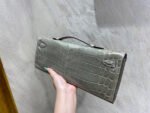 KELLY CUT 31 IN ASH GRAY SHINNY ALLIGATOR LEATHER WITH SILVER HARDWARE - Image 11