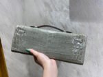 KELLY CUT 31 IN ASH GRAY SHINNY ALLIGATOR LEATHER WITH SILVER HARDWARE - Image 10