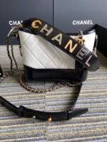 CC MEDIUM 20 HOBO BAG IN WHITE MIX BLACK CALFSKIN WITH STRAP - Image 2