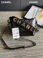 CC MEDIUM 20 HOBO BAG IN BLACK CALFSKIN WITH STRAP - Image 2