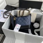 CC GABRIELLE MINI 20 HOBO BAG IN MIDNIGHT BLUE MIX BLACK CALFSKIN - Image 11