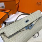 KELLY CUT 31 IN PEARL GRAY ALLIGATOR LEATHER WITH SILVER HARDWARE - Image 4