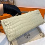 KELLY CUT 31 IN PEARL GRAY ALLIGATOR LEATHER WITH SILVER HARDWARE - Image 13