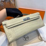 KELLY CUT 31 IN PEARL GRAY ALLIGATOR LEATHER WITH SILVER HARDWARE - Image 10