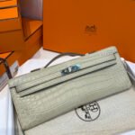 KELLY CUT 31 IN PEARL GRAY ALLIGATOR LEATHER WITH SILVER HARDWARE