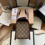 GG HORSEBIT 1955 SMALL 27 BAG IN BEIGE CANVAS AND BROWN CALFSKIN - Image 14