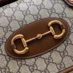 GG HORSEBIT 1955 SMALL 27 BAG IN BEIGE CANVAS AND BROWN CALFSKIN - Image 12