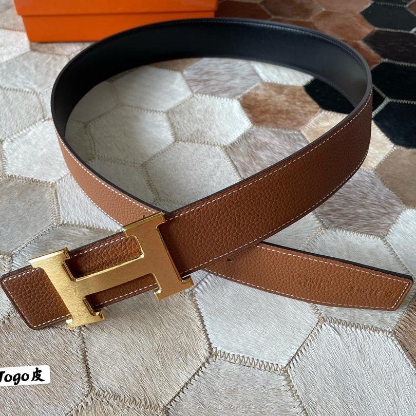 20201209_i1607517970_2967_2_jpg_9024ed75-de62-4461-aef1-c022620beb25 HM CONSTANCE BELT BUCKLE & REVERSIBLE BRONZE BROWN LEATHER STRAP 38MM GOLD HARDWARE - Image 1