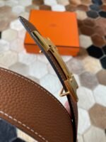 HM CONSTANCE BELT BUCKLE & REVERSIBLE BRONZE BROWN LEATHER STRAP 38MM GOLD HARDWARE - Image 8