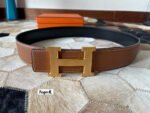HM CONSTANCE BELT BUCKLE & REVERSIBLE BRONZE BROWN LEATHER STRAP 38MM GOLD HARDWARE - Image 11
