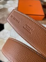 HM CONSTANCE BELT BUCKLE & REVERSIBLE BRONZE BROWN LEATHER STRAP 38MM GOLD HARDWARE - Image 2