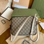 HORSEBIT 1955 HANDBAG 22 BROWN CANVAS AND WHITE CALFSKIN - Image 11