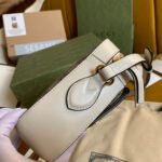 HORSEBIT 1955 HANDBAG 22 BROWN CANVAS AND WHITE CALFSKIN - Image 15