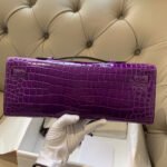 KELLY CUT 31 IN VIOLET PURPLE ALLIGATOR LEATHER WITH GOLD HARDWARE - Image 4