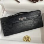 KELLY CUT 31 IN BLACK ALLIGATOR LEATHER WITH SILVER HARDWARE - Image 10