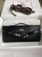 KELLY CUT 31 IN BLACK ALLIGATOR LEATHER WITH SILVER HARDWARE - Image 2