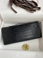 KELLY CUT 31 IN BLACK ALLIGATOR LEATHER WITH SILVER HARDWARE - Image 12