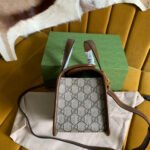 GG HORSEBIT 1955 MINI 23 BAG IN BEIGE CANVAS AND BROWN CALFSKIN - Image 3