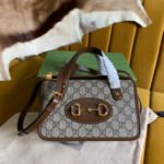 GG HORSEBIT 1955 MINI 23 BAG IN BEIGE CANVAS AND BROWN CALFSKIN - Image 10