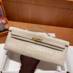 KELLY CUT 31 IN WHITE CREAM ALLIGATOR LEATHER WITH GOLD HARDWARE - Image 11