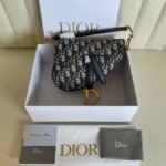 CD Saddle Bag Strap With Strap 19cm Blue Obique Embroidery - Image 9