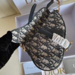 CD Saddle Bag Strap With Strap 19cm Blue Obique Embroidery - Image 11