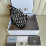 CD Saddle Bag Strap With Strap 19cm Blue Obique Embroidery - Image 10