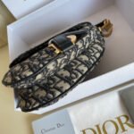 CD Saddle Bag Strap With Strap 19cm Blue Obique Embroidery - Image 5