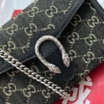 DYONYSUS SHOULDER BAG 20 IN BLACK YELLOW DENIM AND BLACK CALFSKIN TRIM SILVER HARDWARE - Image 18
