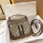 JACKIE 1961 MINI 19 SHOULDER BAG IN BEIGE CANVAS AND BROWN CALFSKIN - Image 10