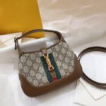 JACKIE 1961 MINI 19 SHOULDER BAG IN BEIGE CANVAS AND BROWN CALFSKIN - Image 2
