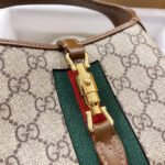 JACKIE 1961 SMALL 28 SHOULDER BAG IN BEIGE CANVAS AND BROWN CALFSKIN - Image 13