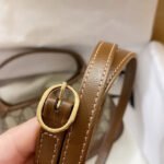 JACKIE 1961 SMALL 28 SHOULDER BAG IN BEIGE CANVAS AND BROWN CALFSKIN - Image 7