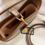 JACKIE 1961 SMALL 28 SHOULDER BAG IN BEIGE CANVAS AND BROWN CALFSKIN - Image 5
