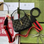 JACKIE 1961 SMALL HANDBAG 19 IN BLACK YELLOW DENIM AND BLACK CALFSKIN TRIM GOLD HARDWARE - Image 10
