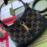 JACKIE 1961 SMALL HANDBAG 19 IN BLACK YELLOW DENIM AND BLACK CALFSKIN TRIM GOLD HARDWARE - Image 17
