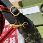 JACKIE 1961 SHOULDER BAG 28 IN BLACK YELLOW DENIM AND BLACK CALFSKIN TRIM GOLD HARDWARE - Image 13