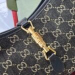 JACKIE 1961 SHOULDER BAG 28 IN BLACK YELLOW DENIM AND BLACK CALFSKIN TRIM GOLD HARDWARE - Image 17