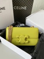 20 CHAIN EMBOSSED ARMPIT BAG CHARTREUSE YELLOW CALFSKIN - Image 11