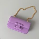 20 CHAIN EMBOSSED ARMPIT BAG PURPLE CALFSKIN - Image 10