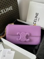 20 CHAIN EMBOSSED ARMPIT BAG PURPLE CALFSKIN - Image 11