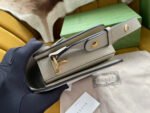 GG HORSEBIT 1955 SADDLE BAG 25 IN WHITE CANVAS AND BEIGE CALFSKIN - Image 5