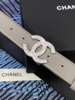 CHANEL 25S BELT 30 MM IN GREY CALFSKIN WITH SILVER HARDWARE 615093 - Image 3