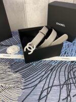 CHANEL 25S BELT 30 MM IN GREY CALFSKIN WITH SILVER HARDWARE 615093 - Image 4