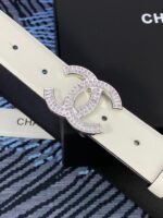 CHANEL 25S BELT 30 MM IN WHITE CALFSKIN WITH SILVER HARDWARE 615098 - Image 3